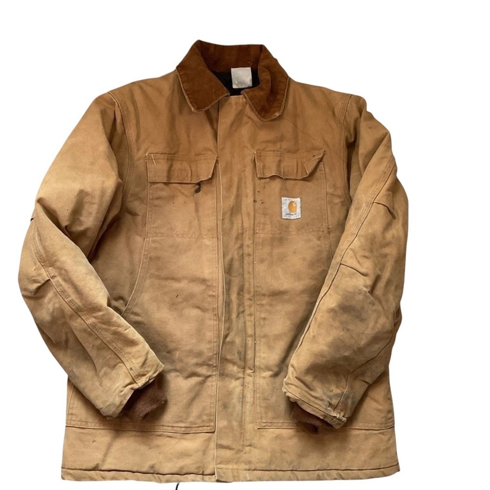 Vintage Carhartt CQ186 Firm Duck Insulated Traditional Coat USA M/L